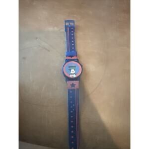 Vintage VTG Unisex Disney Mickey Mouse Stars Blue Digital Watch, No Battery